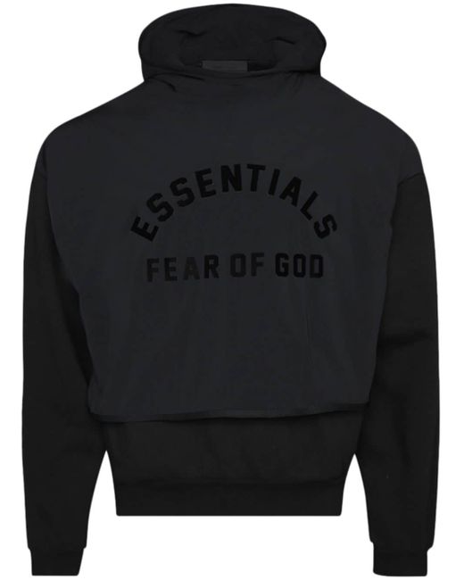 Fear of God ESSENTIALS layered logo-print fleece hoodie