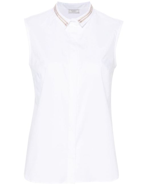 Peserico grosgrain ribbon-detail sleeveless shirt