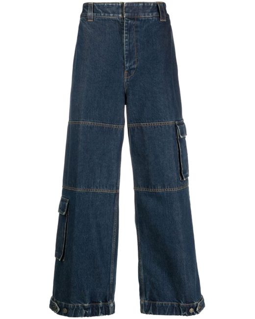 Gucci logo-patch cotton wide-leg jeans