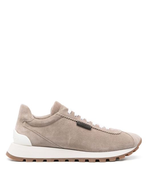 Brunello Cucinelli panelled suede sneakers