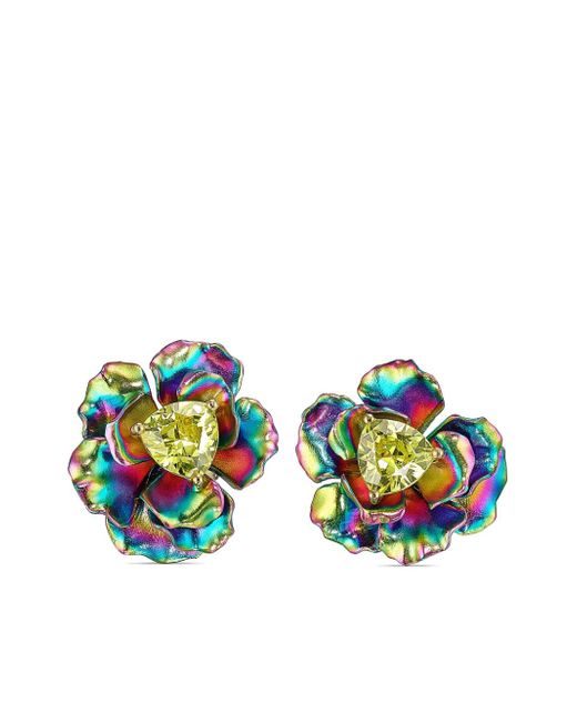 Anabela Chan 18kt yellow gold vermeil Rainbow Bloom quartz earrings