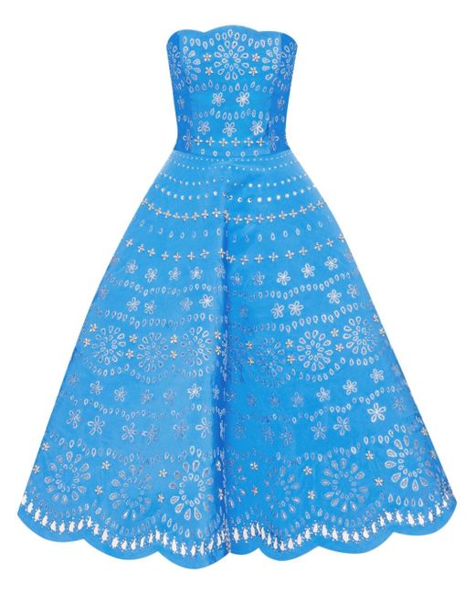 Oscar de la Renta crystal-embellished strapless midi dress