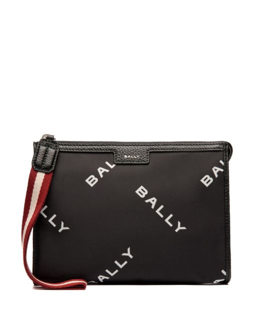 Bally logo-print clutch bag