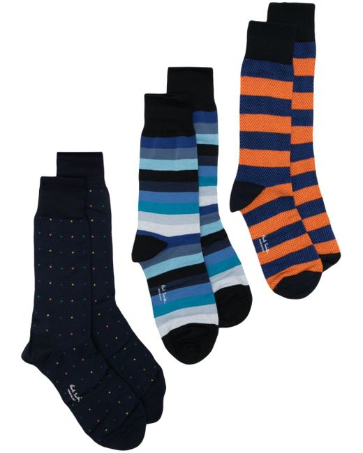 Paul Smith mix-pattern ankle socks pack of three