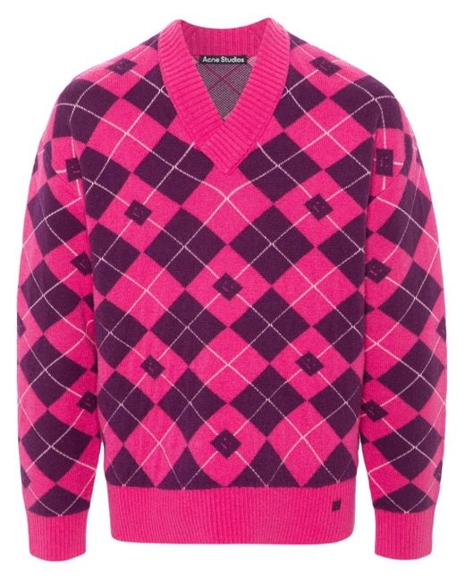 Acne Studios argyle-intarsia wool-blend jumper