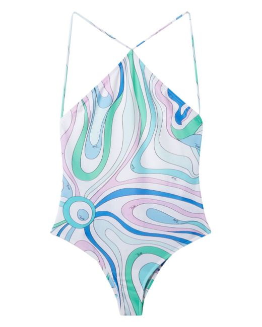 Pucci Marmo-print halterneck swimsuit
