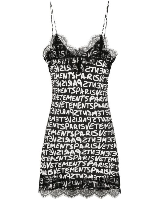 Vetements lace-detail logo-print dress