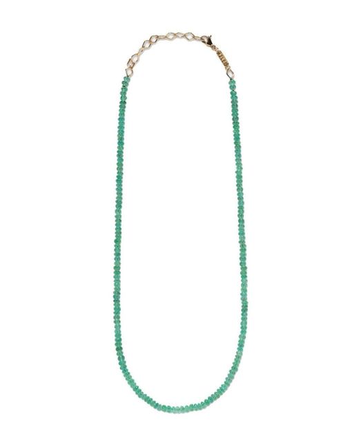 Azlee 18kt yellow small Emerald beaded necklace