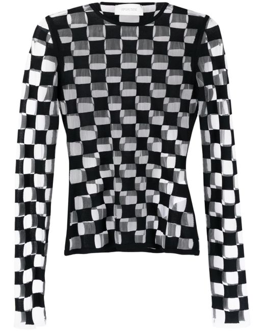 Sportmax checkerboard-print long-sleeve top