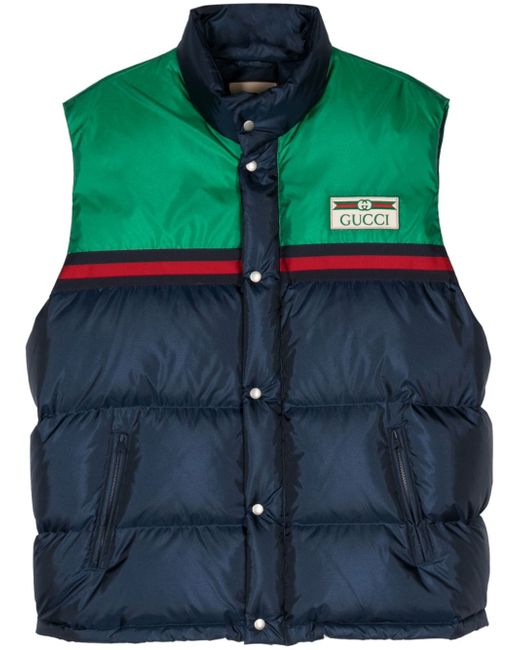 Gucci logo-patch panelled padded gilet