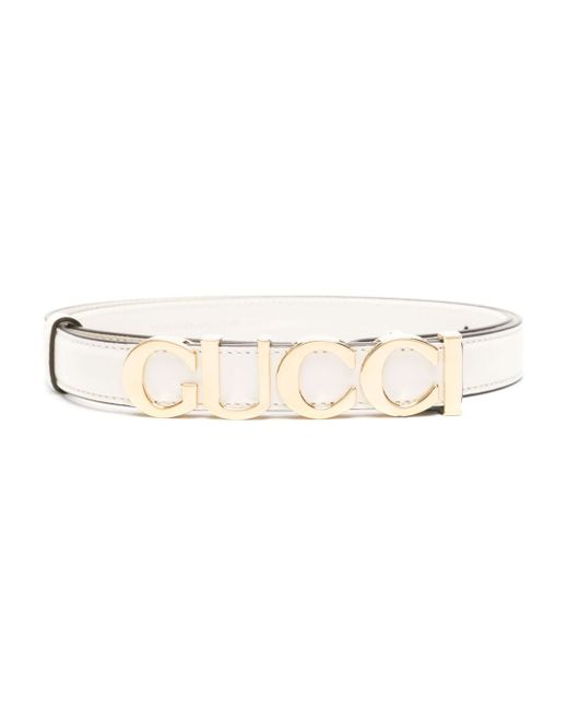 Gucci logo-lettering leather belt