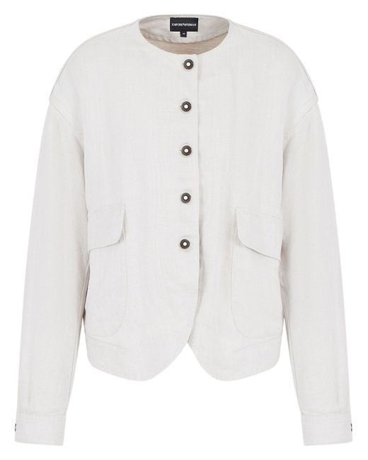 Emporio Armani single-breasted collarless jacket