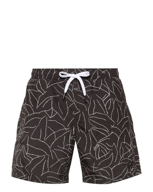Brioni abstract-print swim shorts