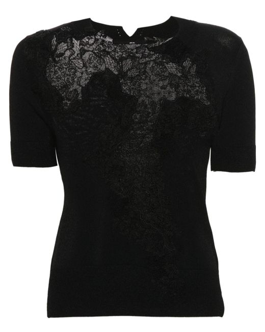Ermanno Scervino floral-lace detail knitted top