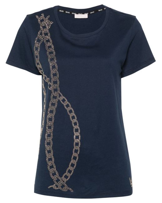 Liu •Jo chain-link bead-embellished T-shirt
