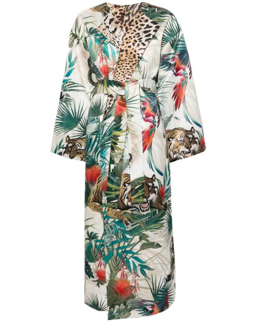 Roberto Cavalli Jungle-print belted coat