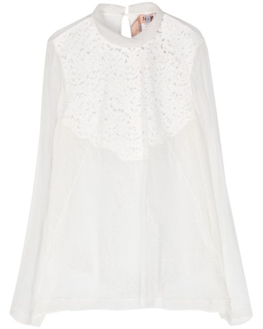 N.21 floral-lace silk blouse