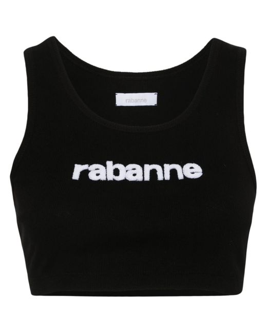 Rabanne flocked-logo ribbed top