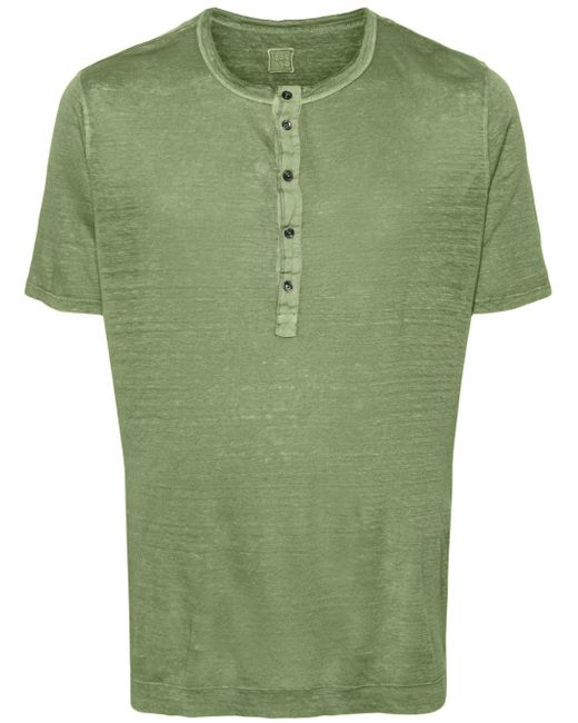 120 Lino buttoned linen T-shirt