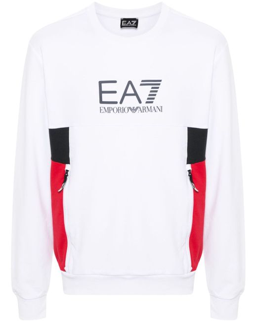 Ea7 logo-print cotton sweatshirt