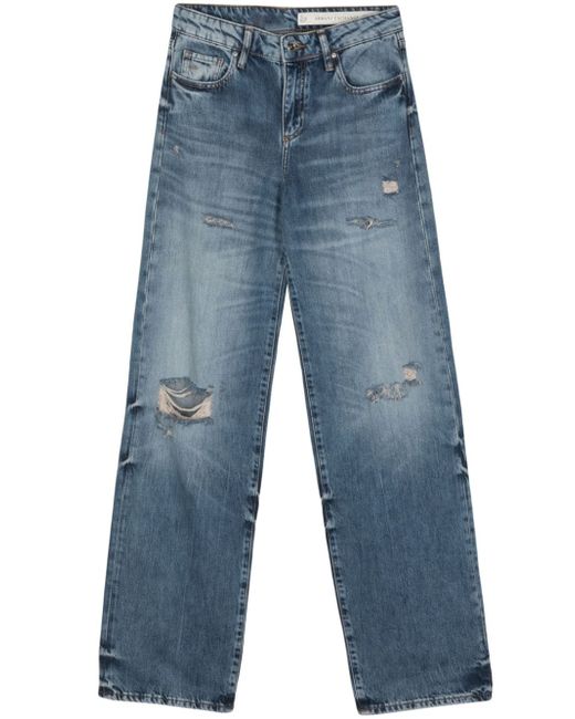 Armani Exchange distressed washed straight jeans