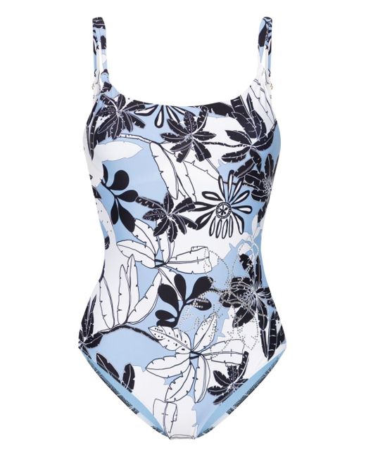 Twin-Set floral-print open-back swimsuit
