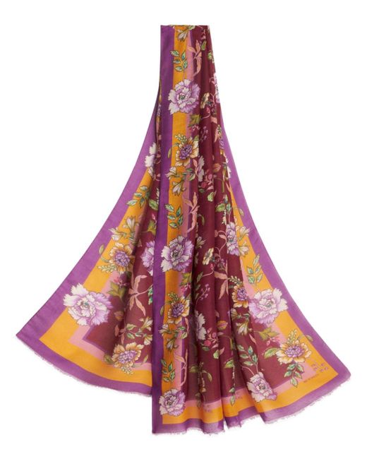 Etro floral-print semi-sheer scarf