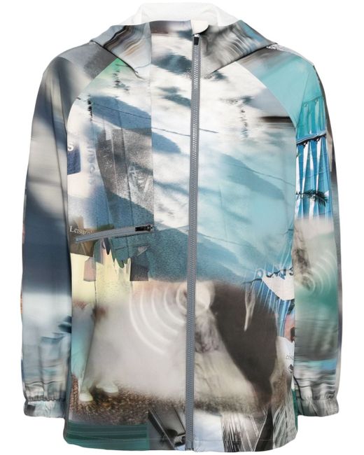 Croquis abstract-pattern print hooded jacket