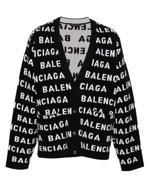 Balenciaga logo-intarsia V-neck cardigan