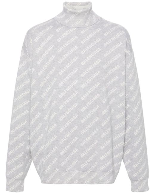 Balenciaga logo-intarsia roll-neck jumper