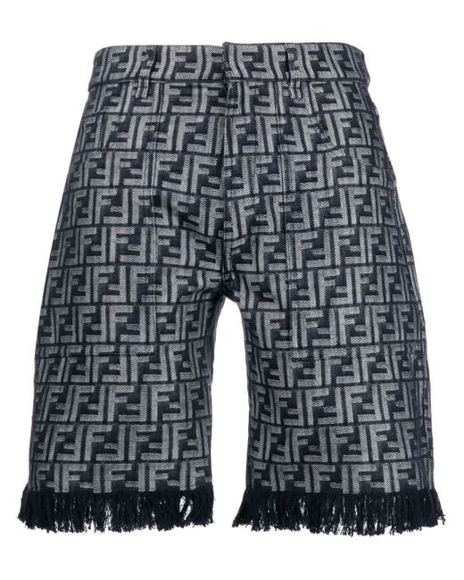 Fendi fringed monogram bermuda shorts