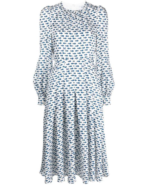 Max Mara patterned long-sleeved midi dress