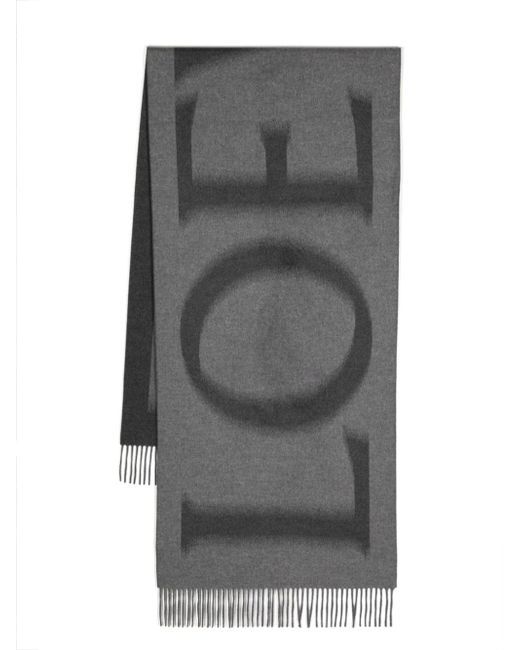 Loewe logo-jacquard fringed scarf