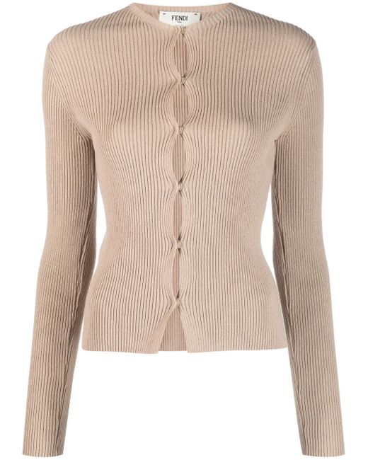 Fendi ribbed-knit cotton-blend cardigan