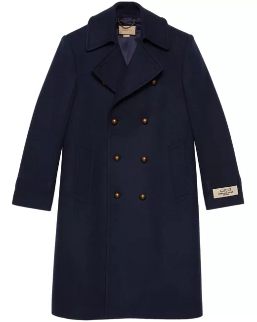 Gucci logo-patch double-breasted coat