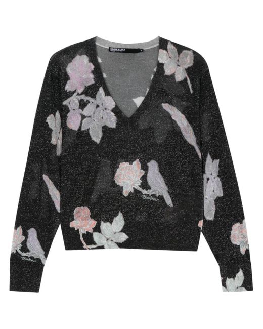 Bimba Y Lola floral-print lurex jumper
