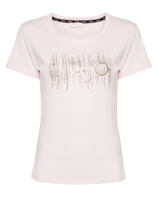 Liu •Jo crystal-embellished logo-print T-shirt