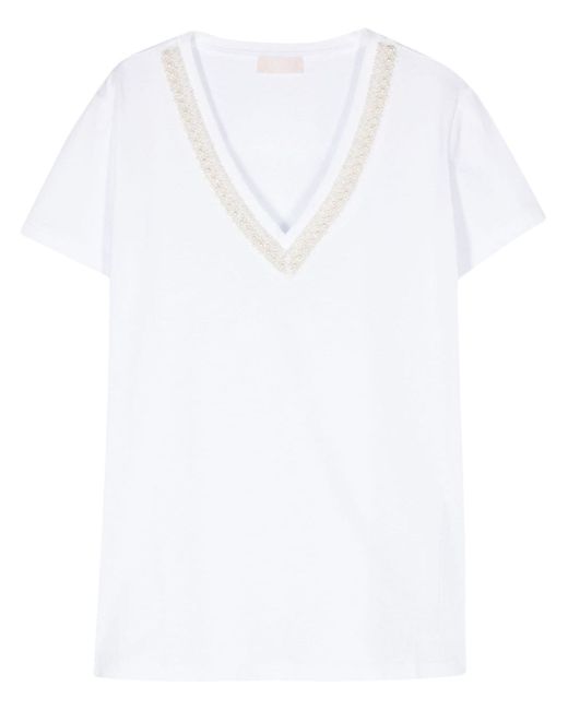 Liu •Jo faux pearl-embellished T-shirt