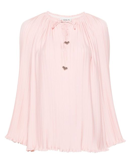 Lanvin long-sleeve pleated blouse