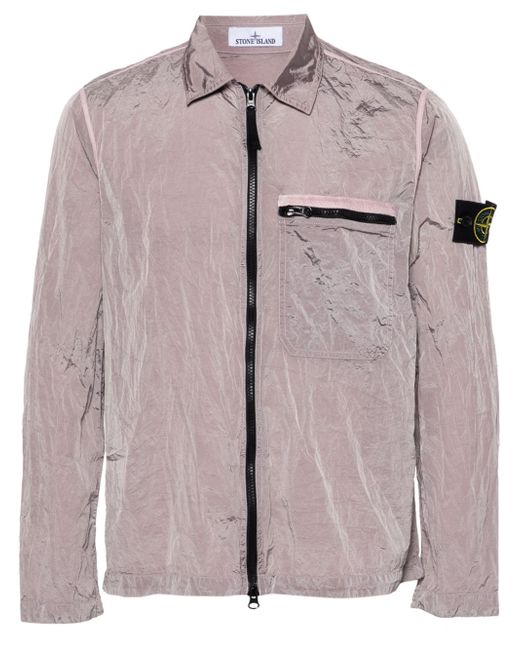 Stone Island Compass-badge crinkled shirt jacket