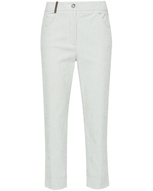 Peserico striped cotton slim-fit trousers
