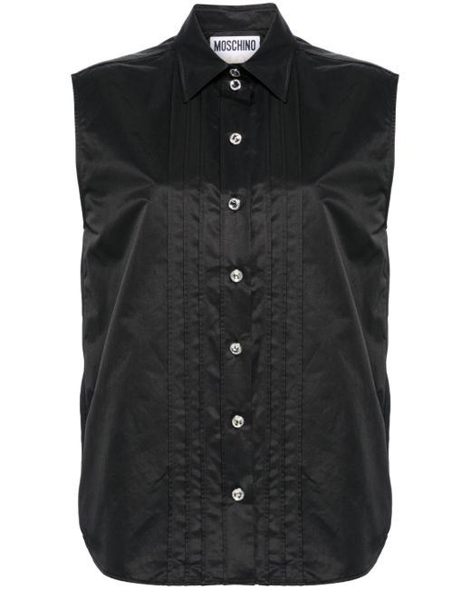 Moschino crystal-buttons sleeveless shirt