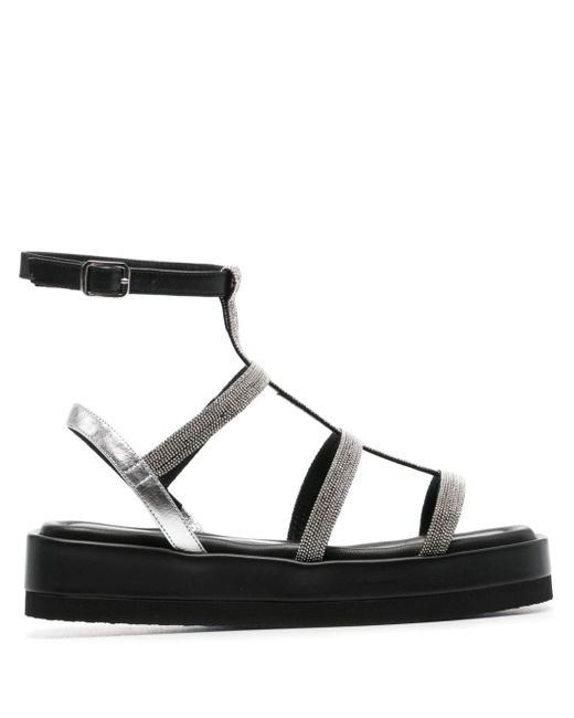 Peserico bead-detailed leather sandals