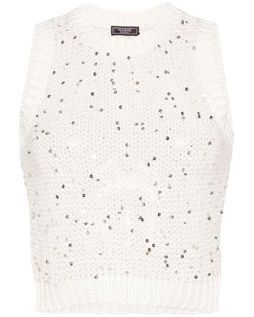Peserico sequin-embellished crochet knitted top
