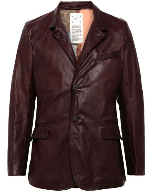Guidi single-breasted leather blazer