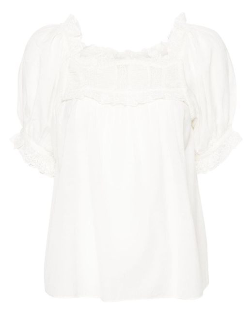 Dôen lace-detailed puff-sleeve blouse