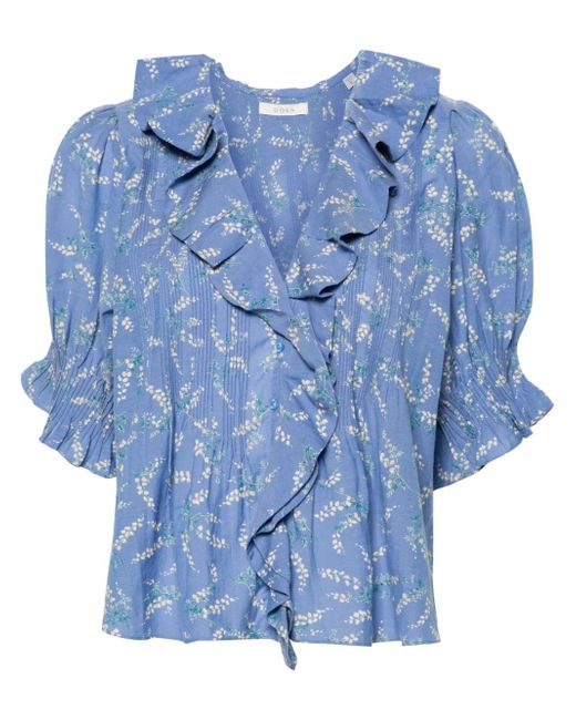 Dôen floral-print ruffled blouse
