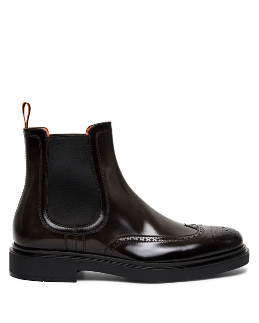 Santoni perforated leather Chelsea boots