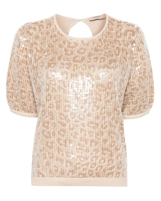 Twin-Set sequined knitted T-shirt