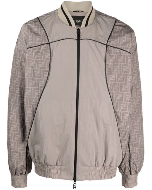 Fendi monogram-print panelled bomber jacket